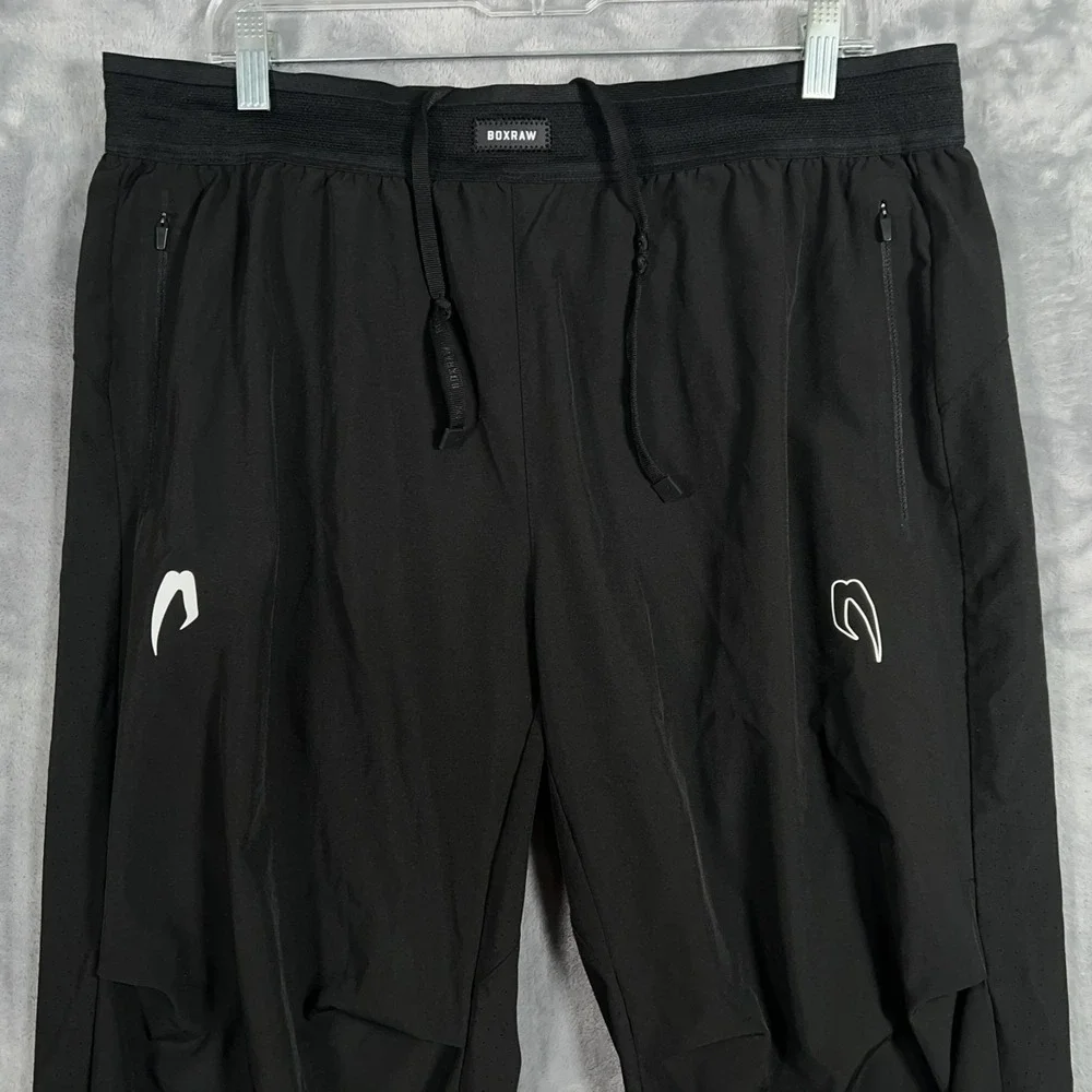 Box Raw Sweatpants Mens XL Black Boxing Track Bottoms Pants Zipper Pocket